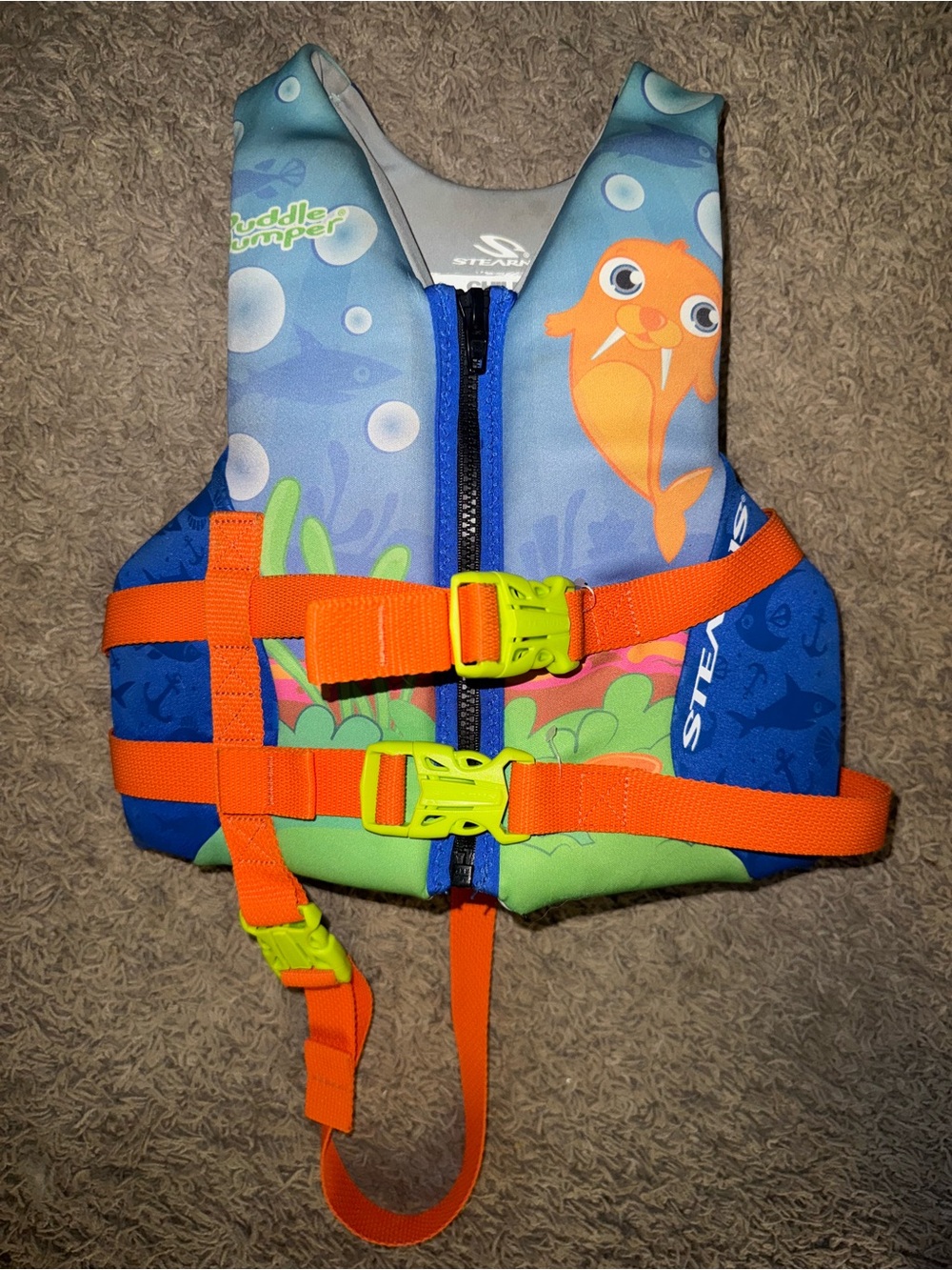 Stearns Kids Life Jacket - Blue & Orange Fish Design